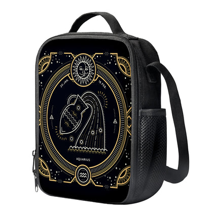 Vintage Aquarius Zodiac Sign Print Crossbody Lunch Bag