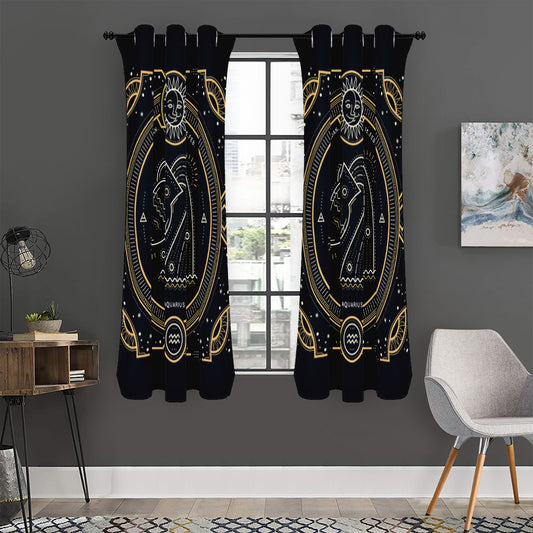 Vintage Aquarius Zodiac Sign Print Curtain