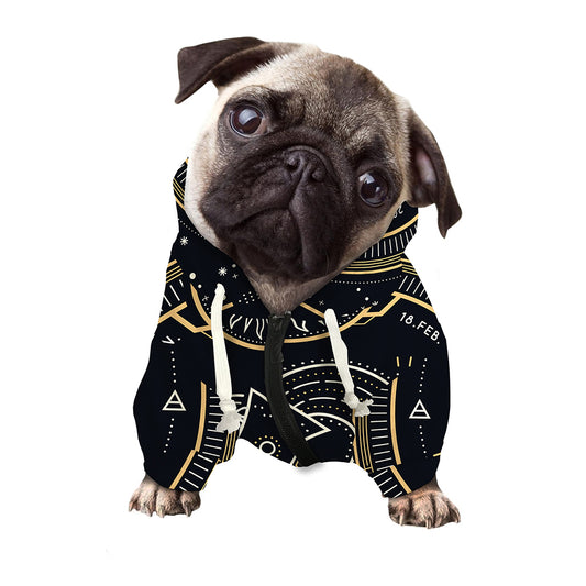 Vintage Aquarius Zodiac Sign Print Dog Zip Up Hoodie