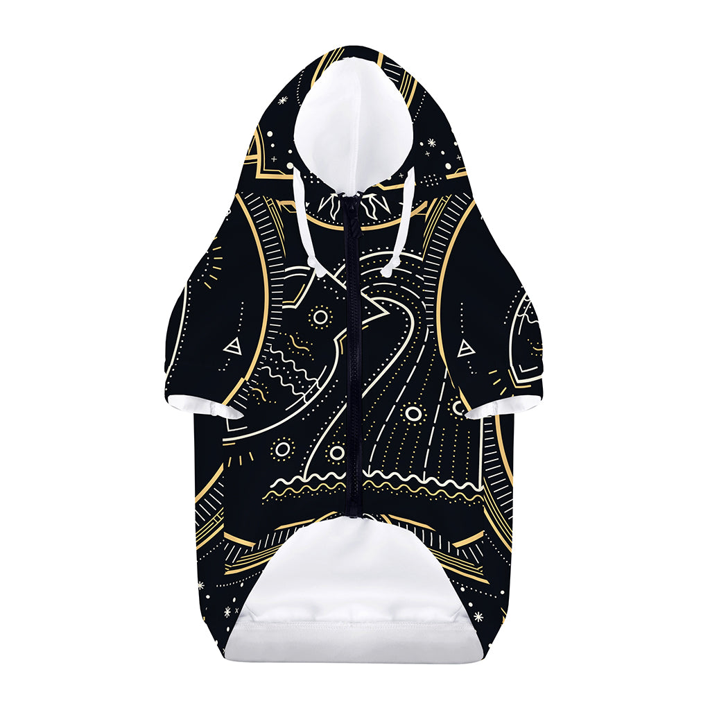 Vintage Aquarius Zodiac Sign Print Dog Zip Up Hoodie