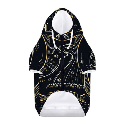Vintage Aquarius Zodiac Sign Print Dog Zip Up Hoodie