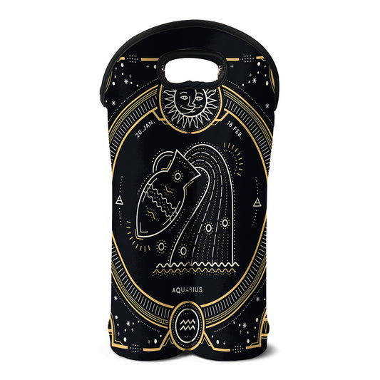Vintage Aquarius Zodiac Sign Print Double Neoprene Wine Tote