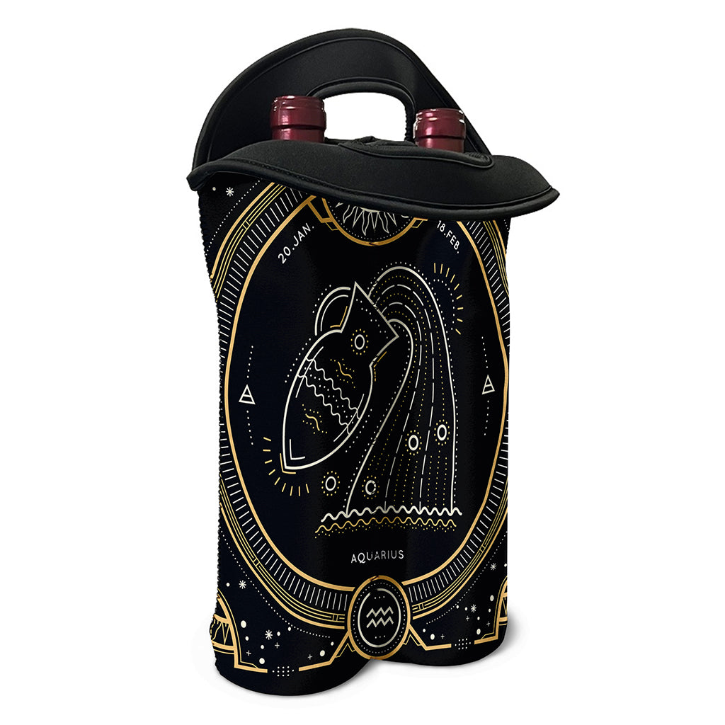 Vintage Aquarius Zodiac Sign Print Double Neoprene Wine Tote