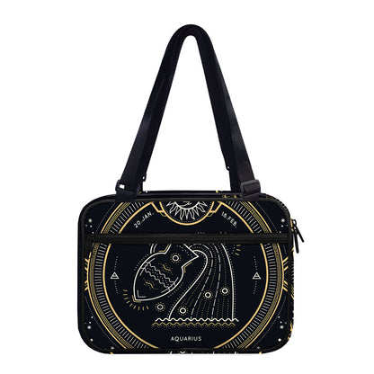 Vintage Aquarius Zodiac Sign Print Double Strap Bible Bag