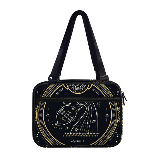 Vintage Aquarius Zodiac Sign Print Double Strap Bible Bag