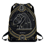 Vintage Aquarius Zodiac Sign Print Drawstring Backpack