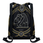 Vintage Aquarius Zodiac Sign Print Drawstring Backpack