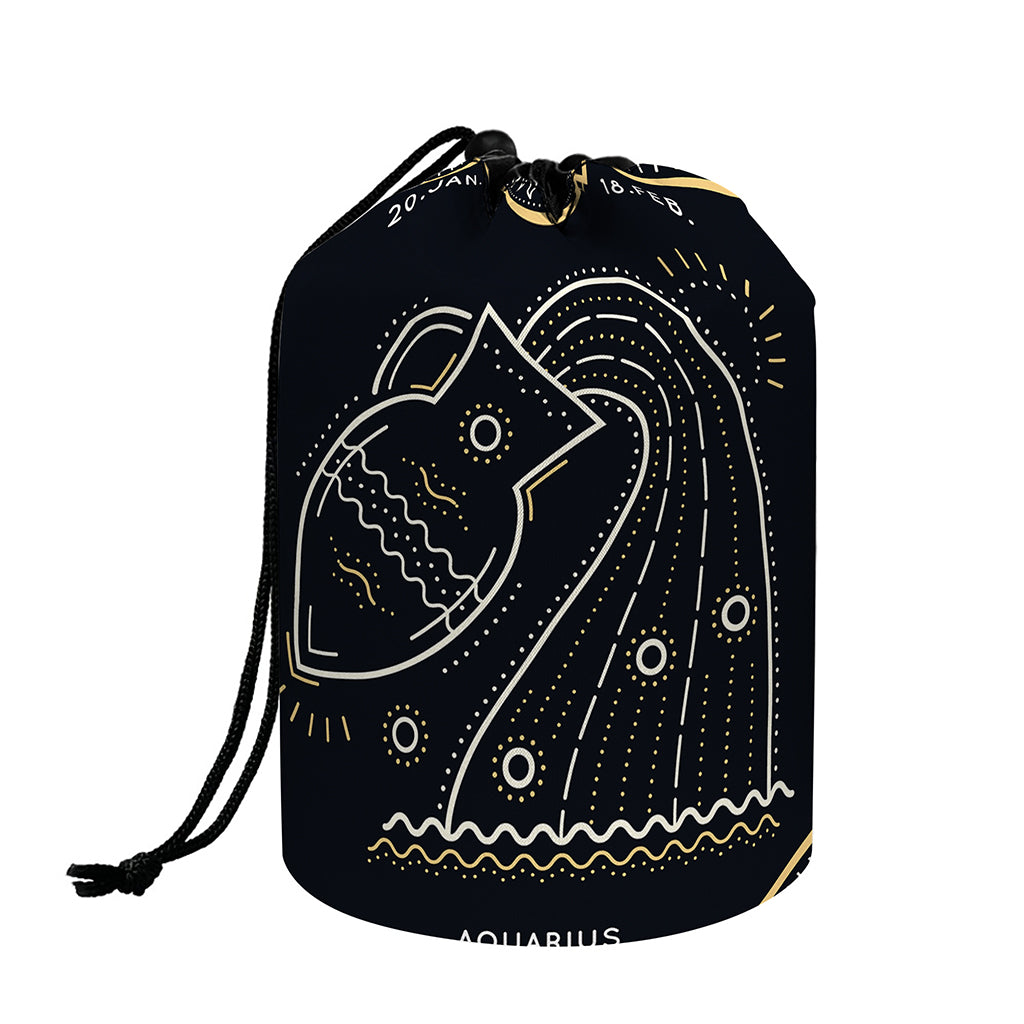 Vintage Aquarius Zodiac Sign Print Drawstring Makeup Bag