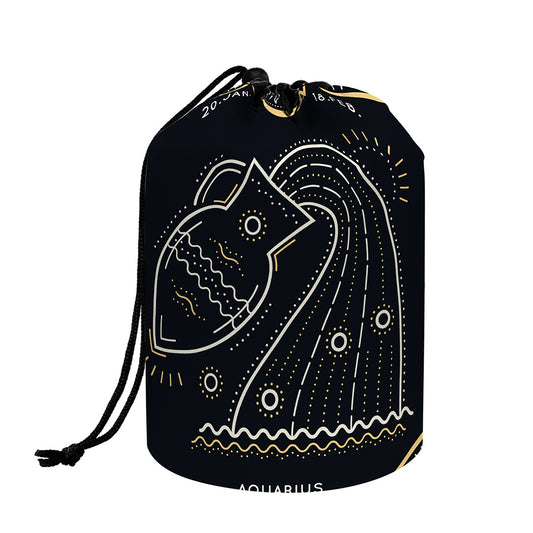 Vintage Aquarius Zodiac Sign Print Drawstring Makeup Bag