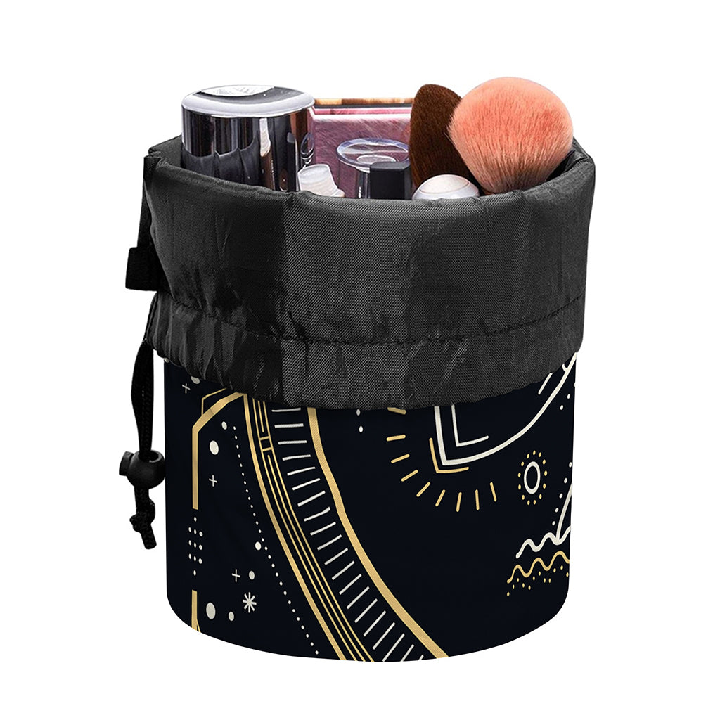 Vintage Aquarius Zodiac Sign Print Drawstring Makeup Bag