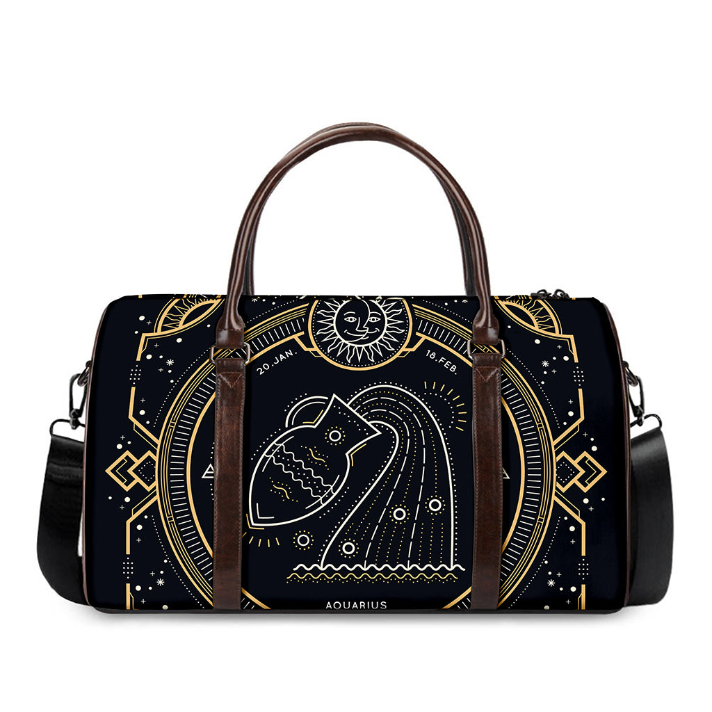 Vintage Aquarius Zodiac Sign Print Duffle Bag