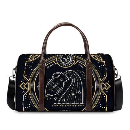 Vintage Aquarius Zodiac Sign Print Duffle Bag