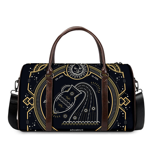 Vintage Aquarius Zodiac Sign Print Duffle Bag