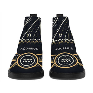 Vintage Aquarius Zodiac Sign Print Flat Ankle Boots