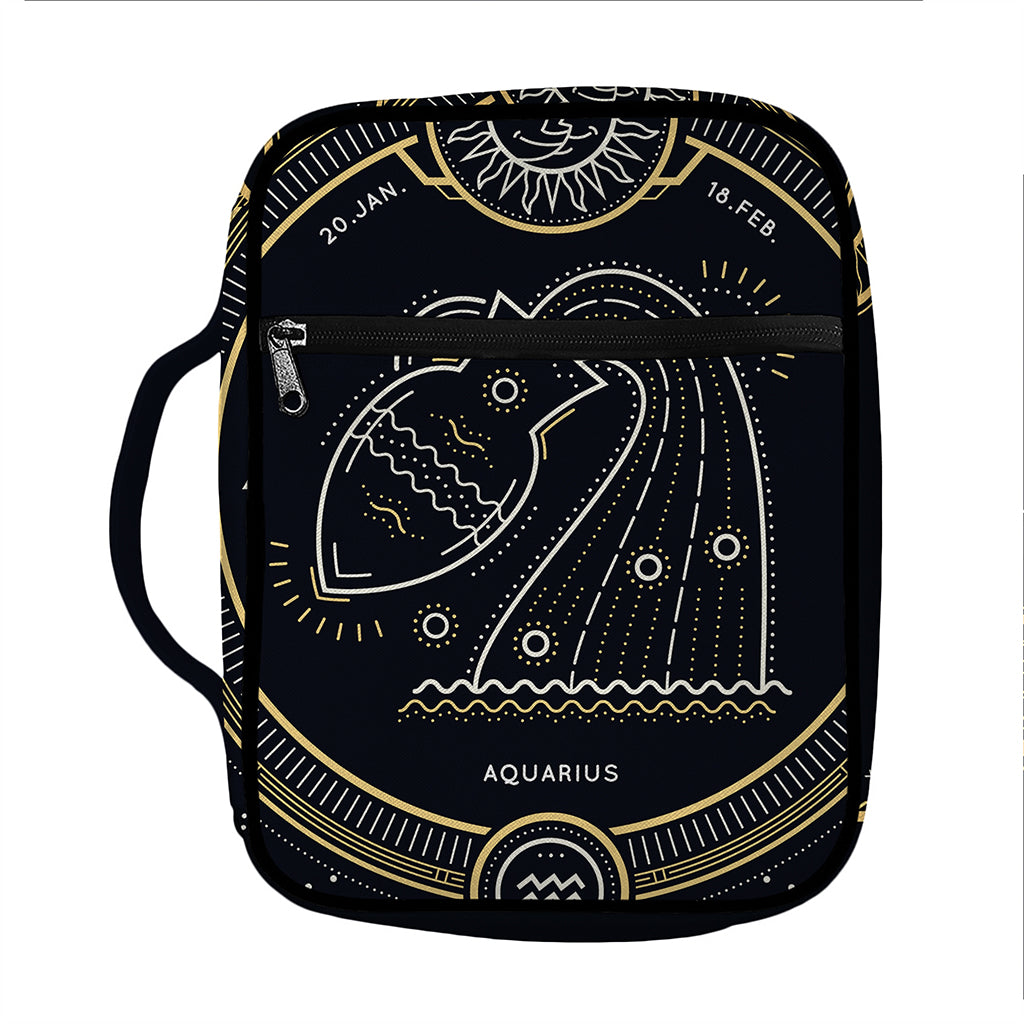 Vintage Aquarius Zodiac Sign Print Front Pocket Bible Bag