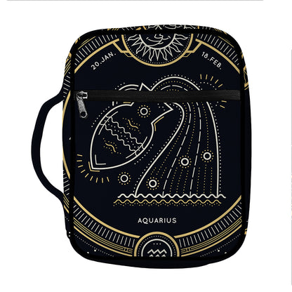 Vintage Aquarius Zodiac Sign Print Front Pocket Bible Bag