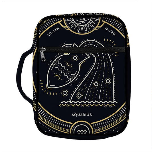 Vintage Aquarius Zodiac Sign Print Front Pocket Bible Bag