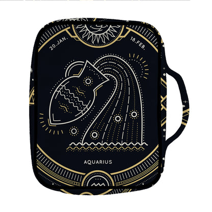 Vintage Aquarius Zodiac Sign Print Front Pocket Bible Bag