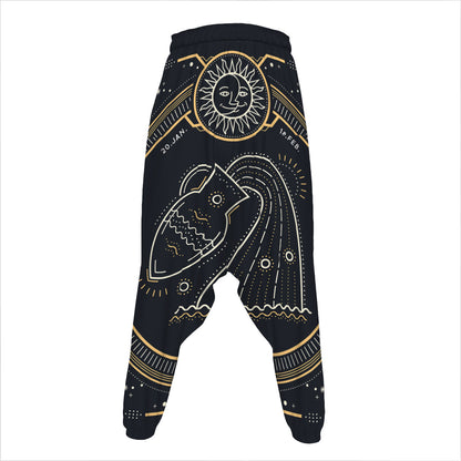 Vintage Aquarius Zodiac Sign Print Hammer Pants