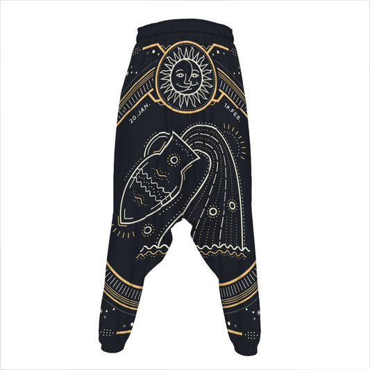 Vintage Aquarius Zodiac Sign Print Hammer Pants