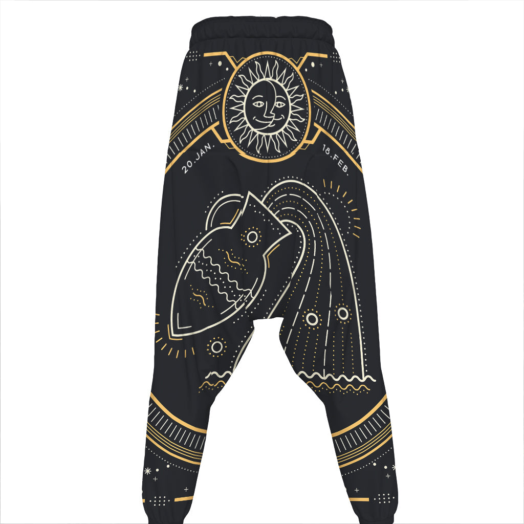 Vintage Aquarius Zodiac Sign Print Hammer Pants