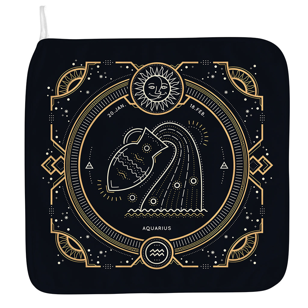 Vintage Aquarius Zodiac Sign Print Hand Towel