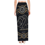 Vintage Aquarius Zodiac Sign Print High Slit Maxi Skirt