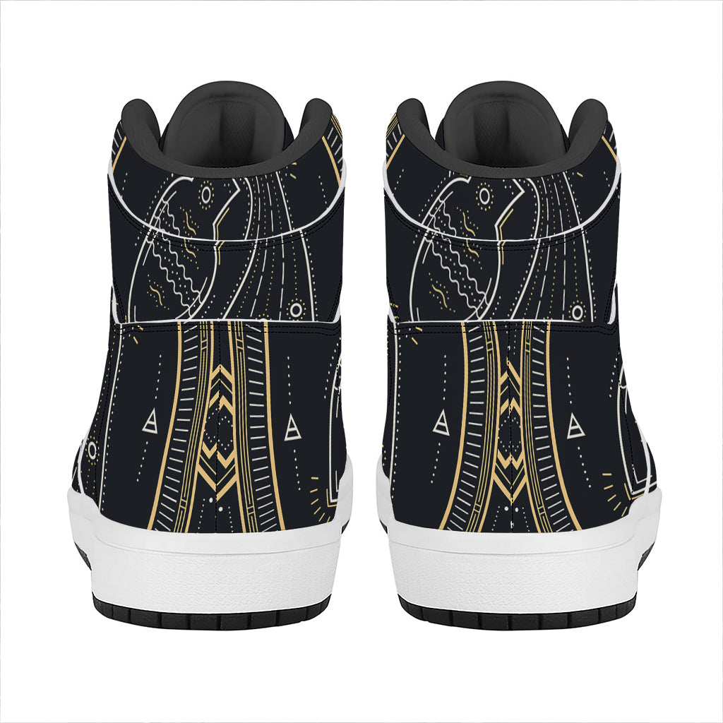 Vintage Aquarius Zodiac Sign Print High Top Leather Sneakers