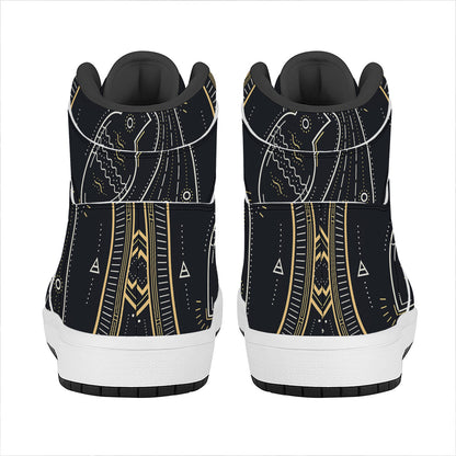 Vintage Aquarius Zodiac Sign Print High Top Leather Sneakers