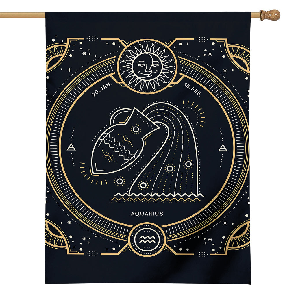 Vintage Aquarius Zodiac Sign Print House Flag