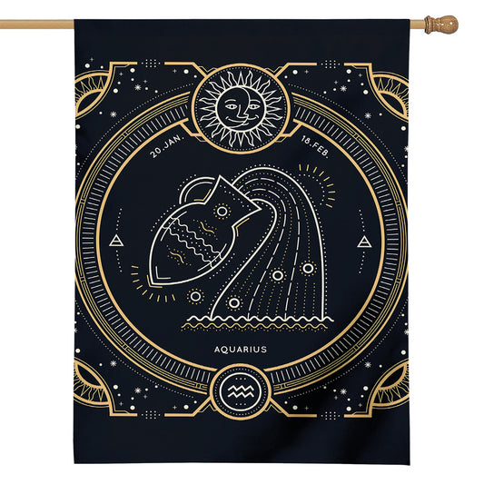 Vintage Aquarius Zodiac Sign Print House Flag