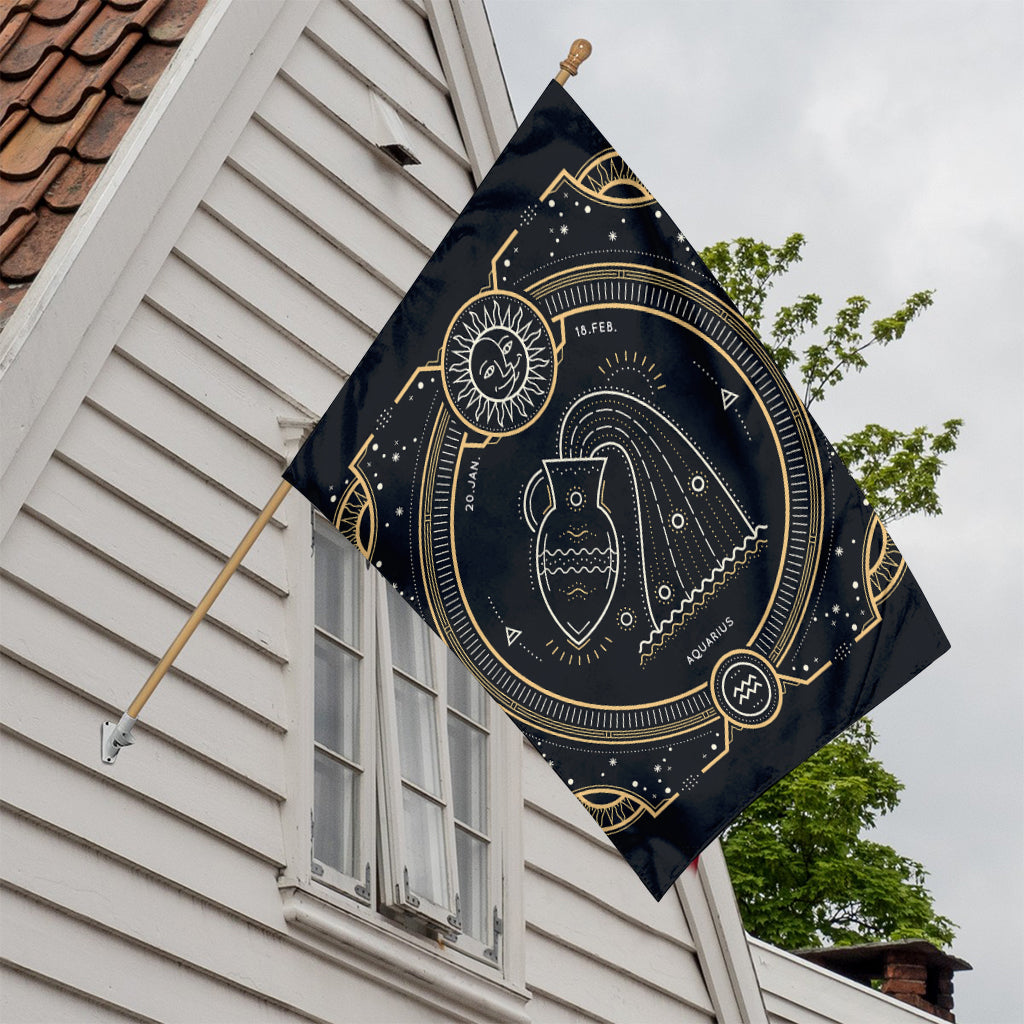 Vintage Aquarius Zodiac Sign Print House Flag