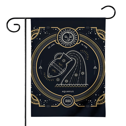Vintage Aquarius Zodiac Sign Print House Flag