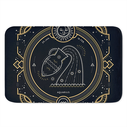 Vintage Aquarius Zodiac Sign Print Indoor Door Mat