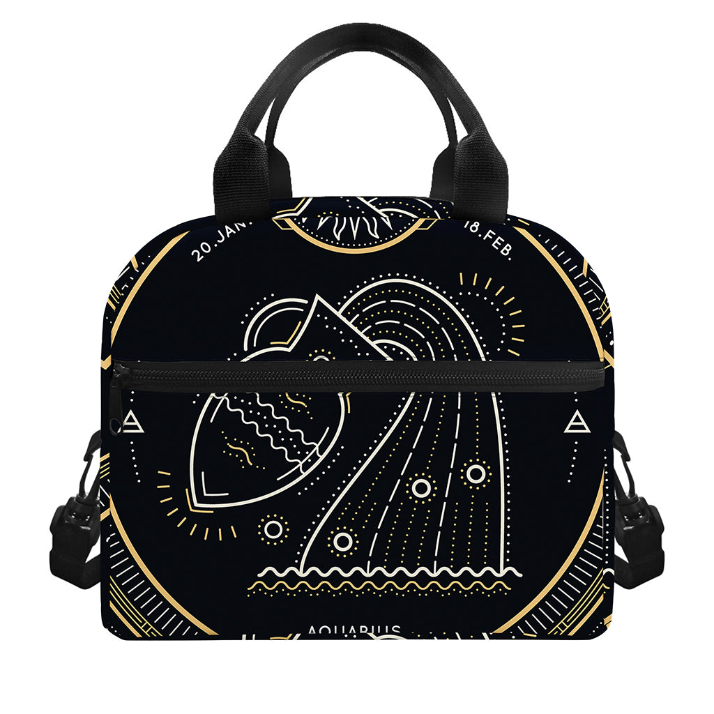 Vintage Aquarius Zodiac Sign Print Insulated Lunch Bag