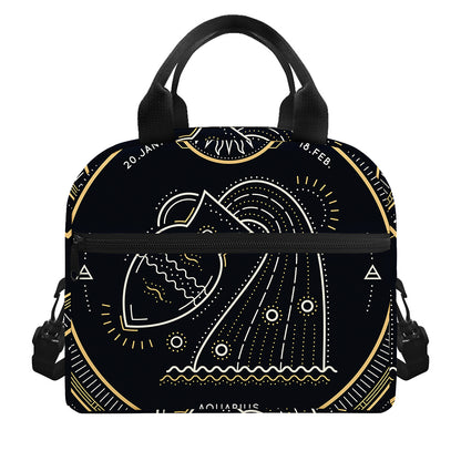 Vintage Aquarius Zodiac Sign Print Insulated Lunch Bag