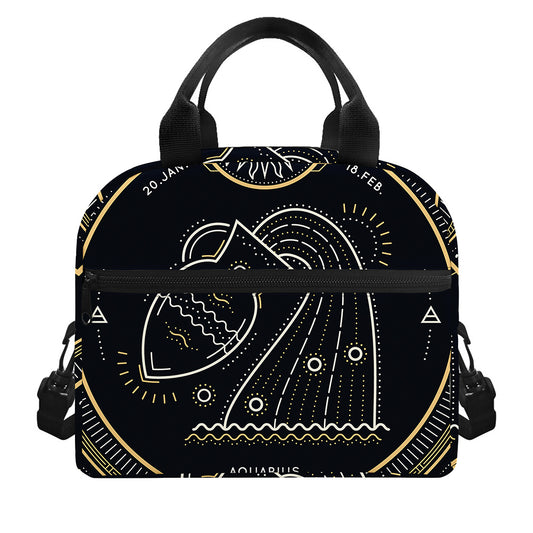 Vintage Aquarius Zodiac Sign Print Insulated Lunch Bag