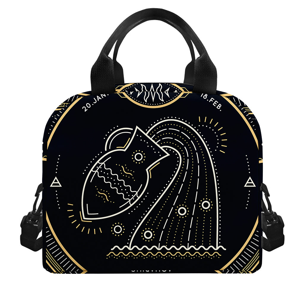 Vintage Aquarius Zodiac Sign Print Insulated Lunch Bag