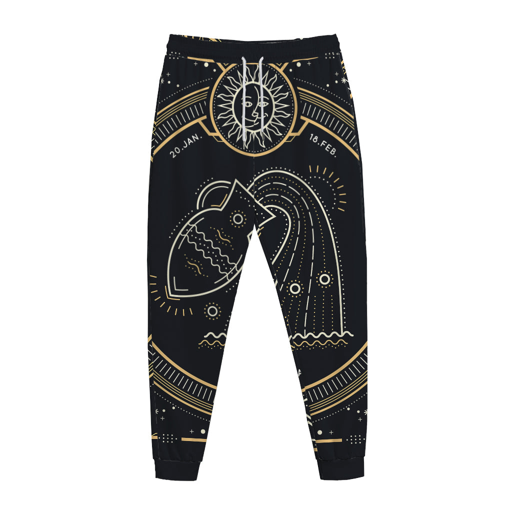 Vintage Aquarius Zodiac Sign Print Jogger Pants