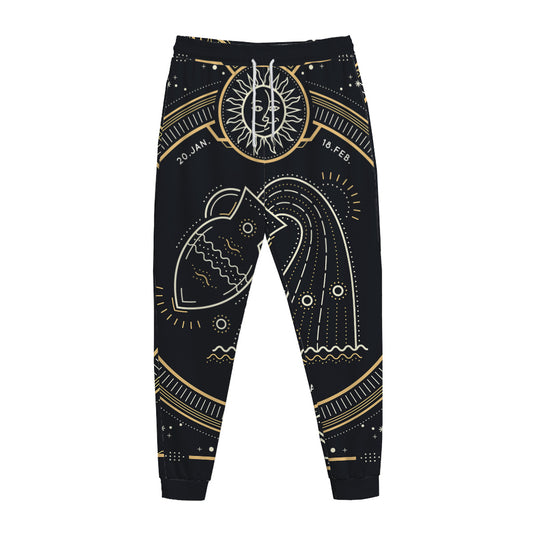 Vintage Aquarius Zodiac Sign Print Jogger Pants