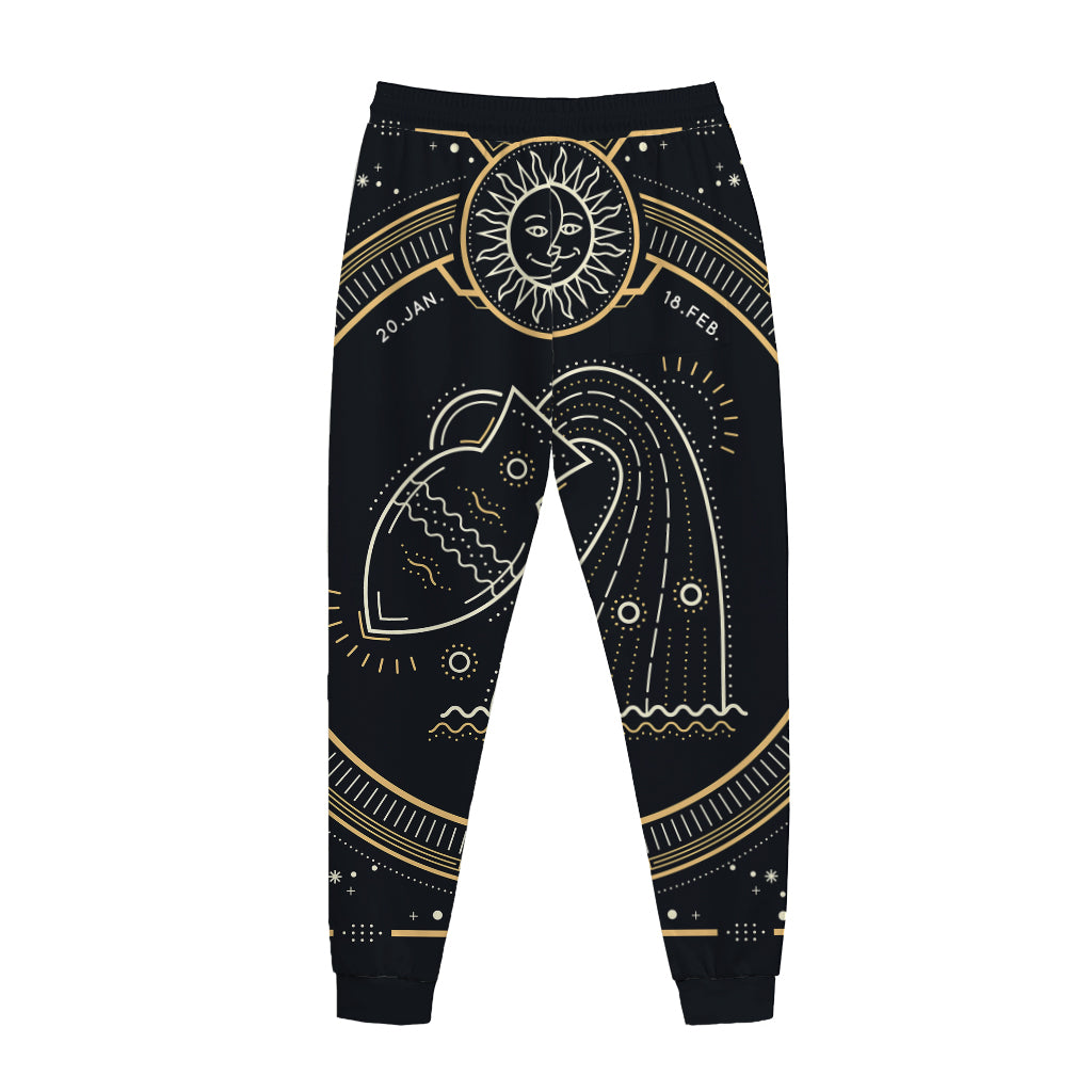Vintage Aquarius Zodiac Sign Print Jogger Pants