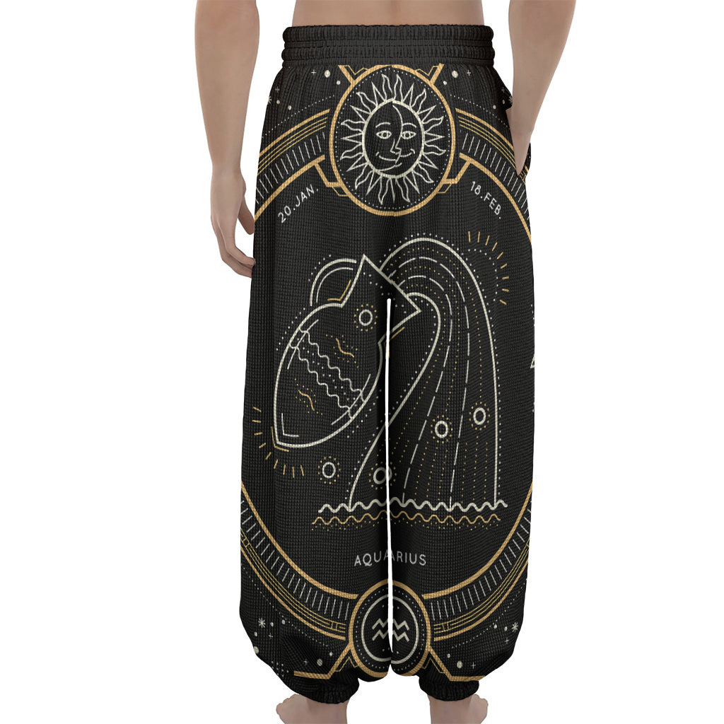 Vintage Aquarius Zodiac Sign Print Lantern Pants