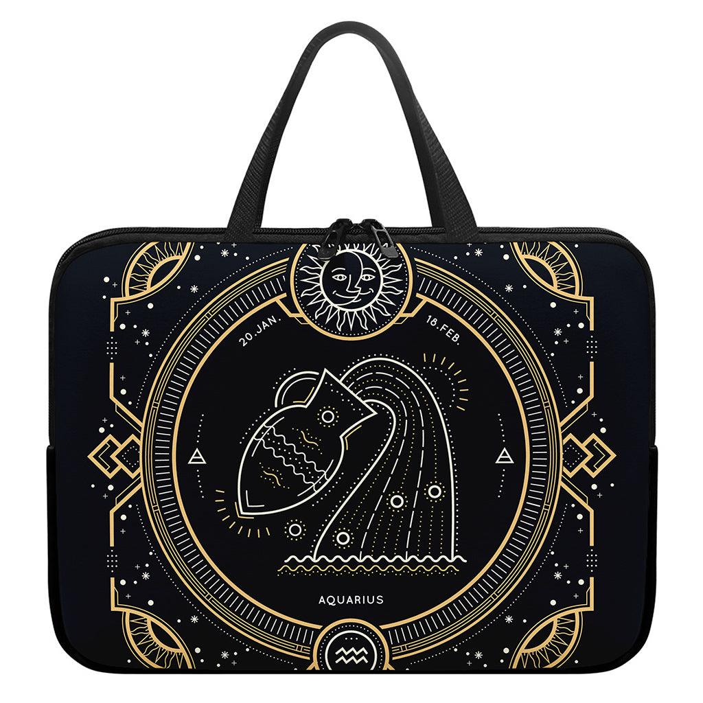 Vintage Aquarius Zodiac Sign Print Laptop Sleeve With Handle
