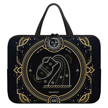 Vintage Aquarius Zodiac Sign Print Laptop Sleeve With Handle