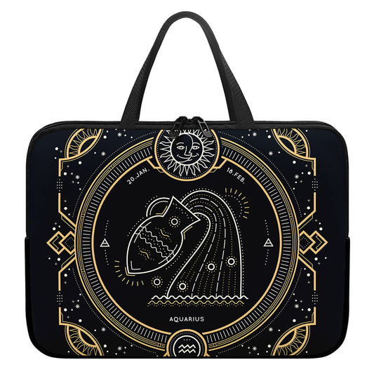 Vintage Aquarius Zodiac Sign Print Laptop Sleeve With Handle