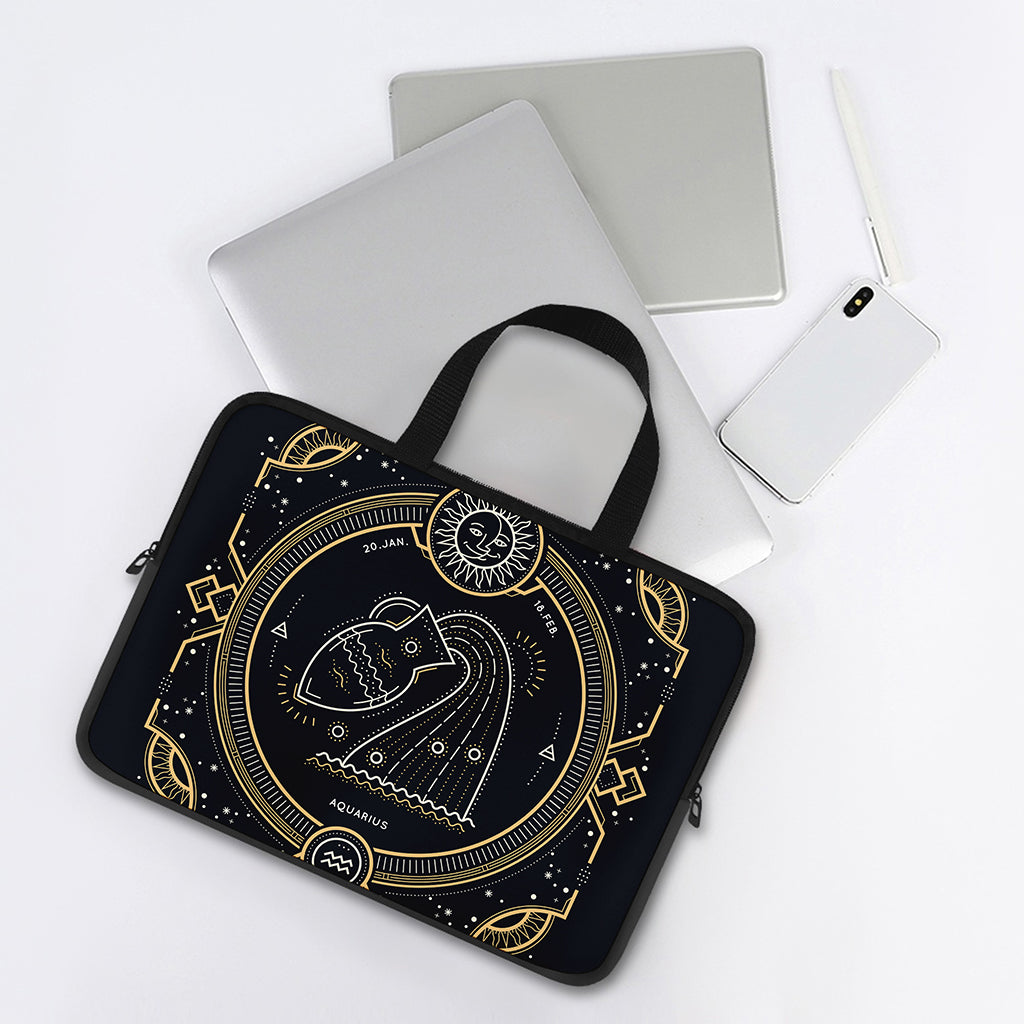 Vintage Aquarius Zodiac Sign Print Laptop Sleeve With Handle