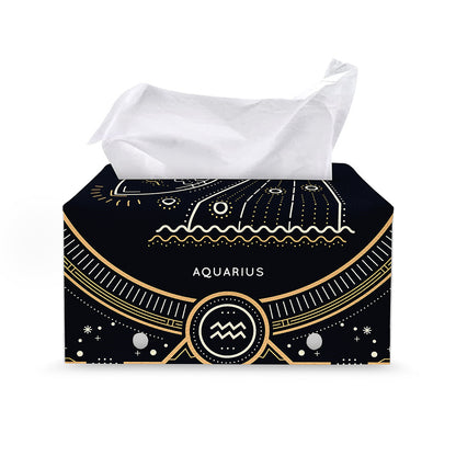 Vintage Aquarius Zodiac Sign Print Leather Tissue Box Cover