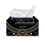 Vintage Aquarius Zodiac Sign Print Leather Tissue Box Cover