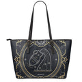 Vintage Aquarius Zodiac Sign Print Leather Tote Bag With Zipper