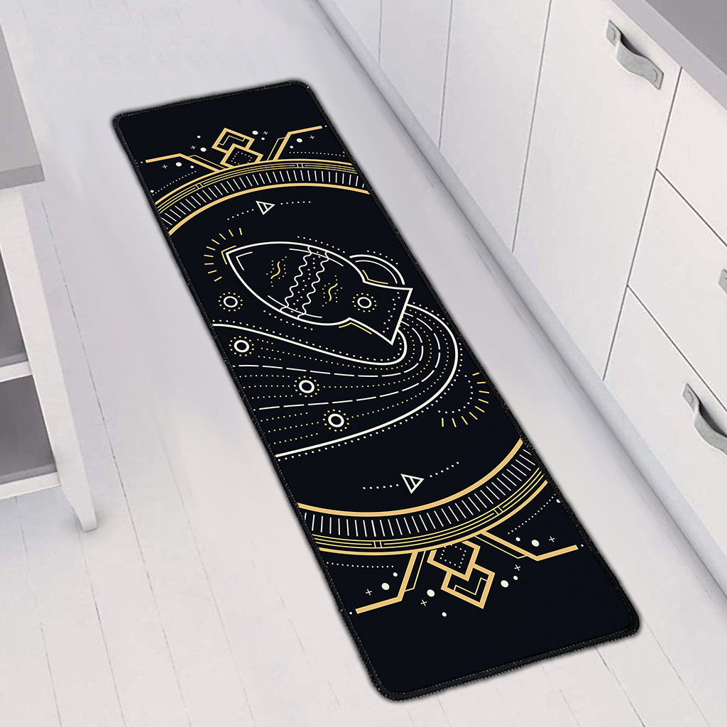 Vintage Aquarius Zodiac Sign Print Long Kitchen Mat